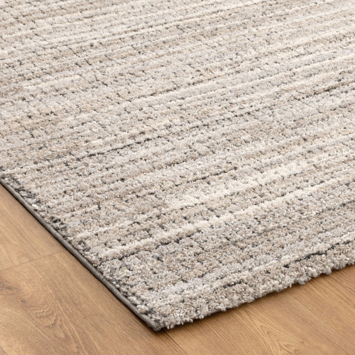 Dorado Textured Look Border Grey Beige Rug (D012)