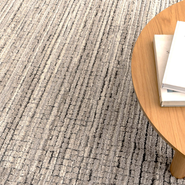 Dorado Textured Look Border Grey Beige Rug (D012)