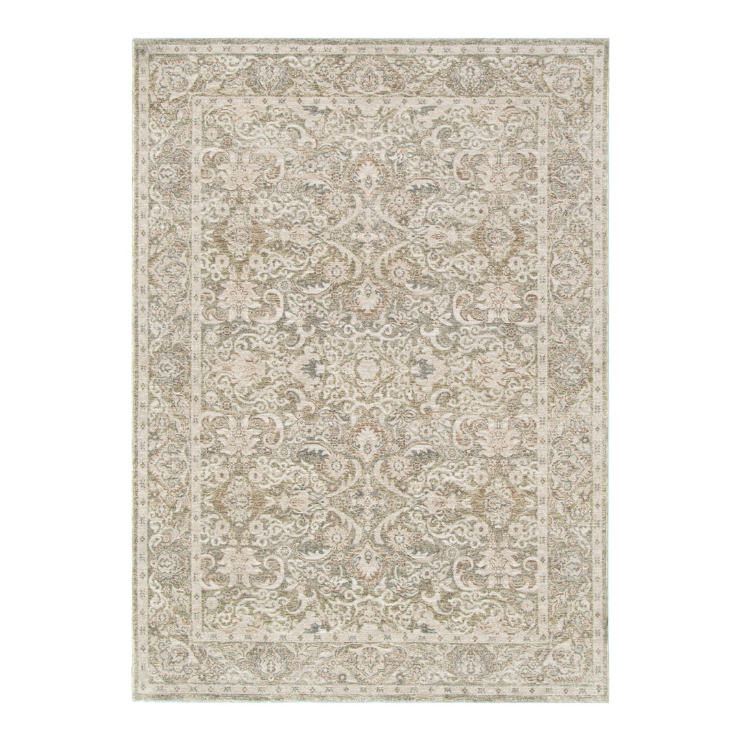 D102- Delphine Regal Green Beige Vintage Rug- New Arrival