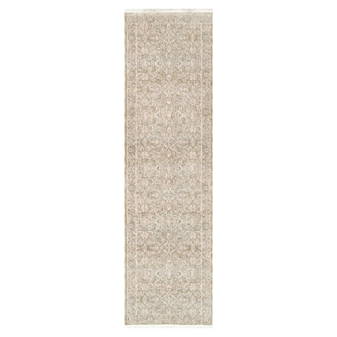 D102- Delphine Regal Green Beige Vintage Rug- New Arrival