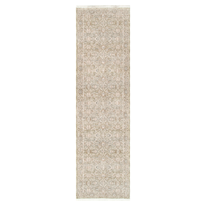 D102- Delphine Regal Green Beige Vintage Rug- New Arrival