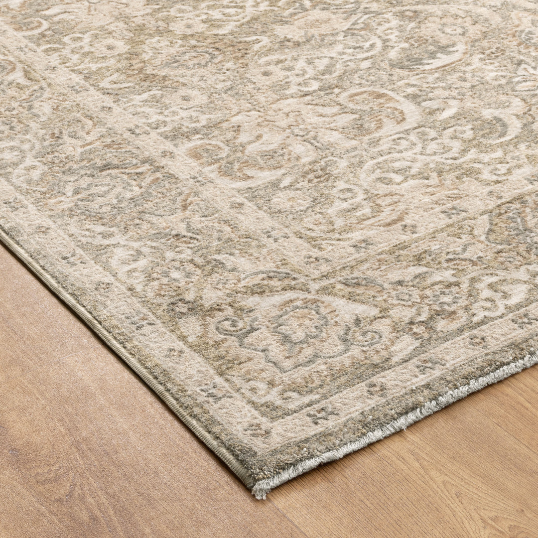 D102- Delphine Regal Green Beige Vintage Rug- New Arrival