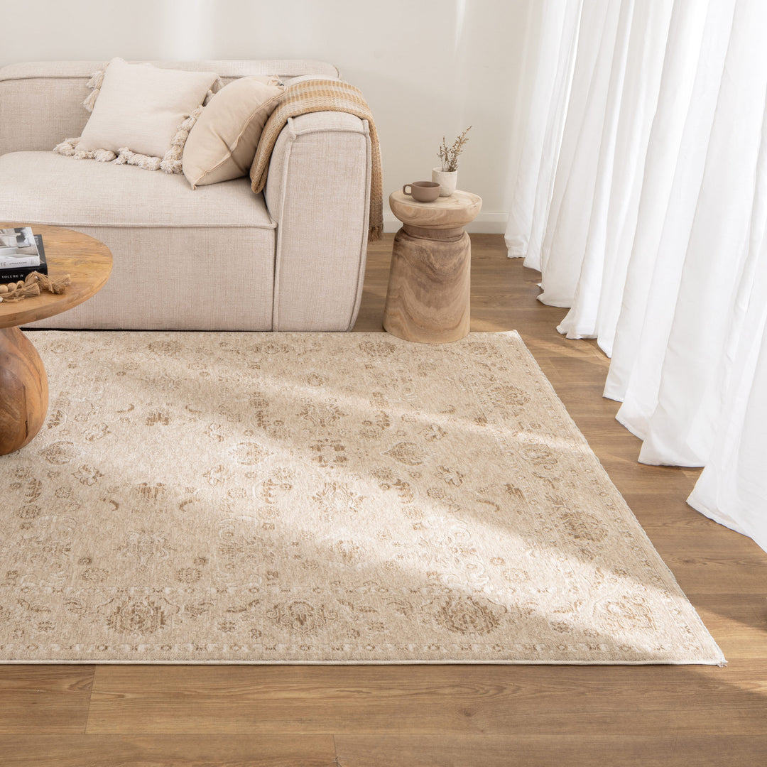 D103- Delphine Warm Biscotti Vintage Beige Rug- New Arrival