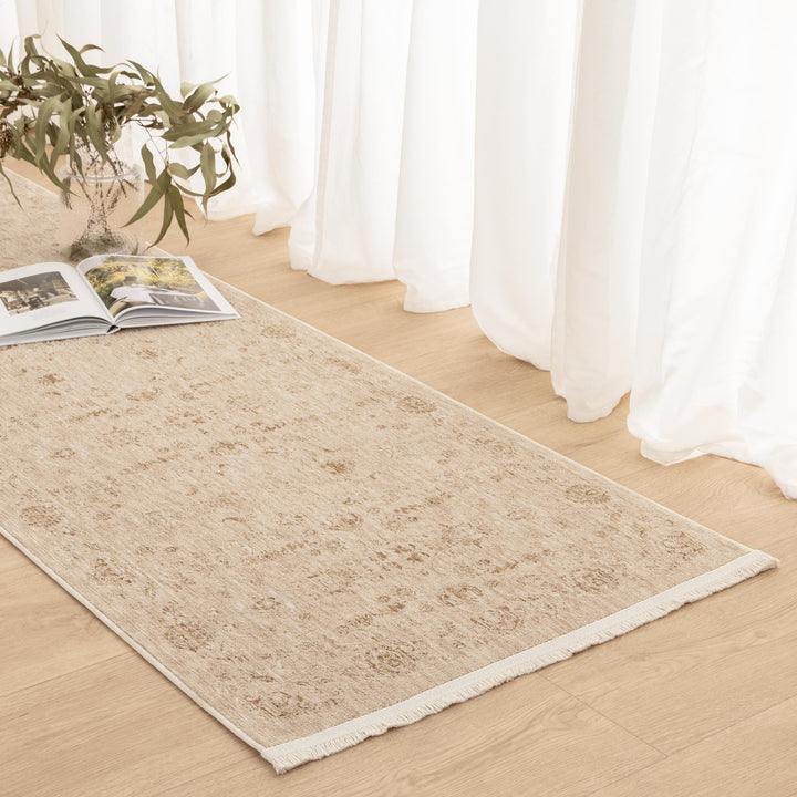 D103- Delphine Warm Biscotti Vintage Beige Rug- New Arrival