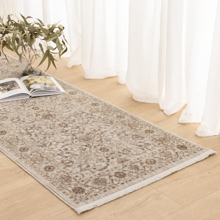 D104- Delphine Ivory Multi Vines Vintage Rug- New Arrival