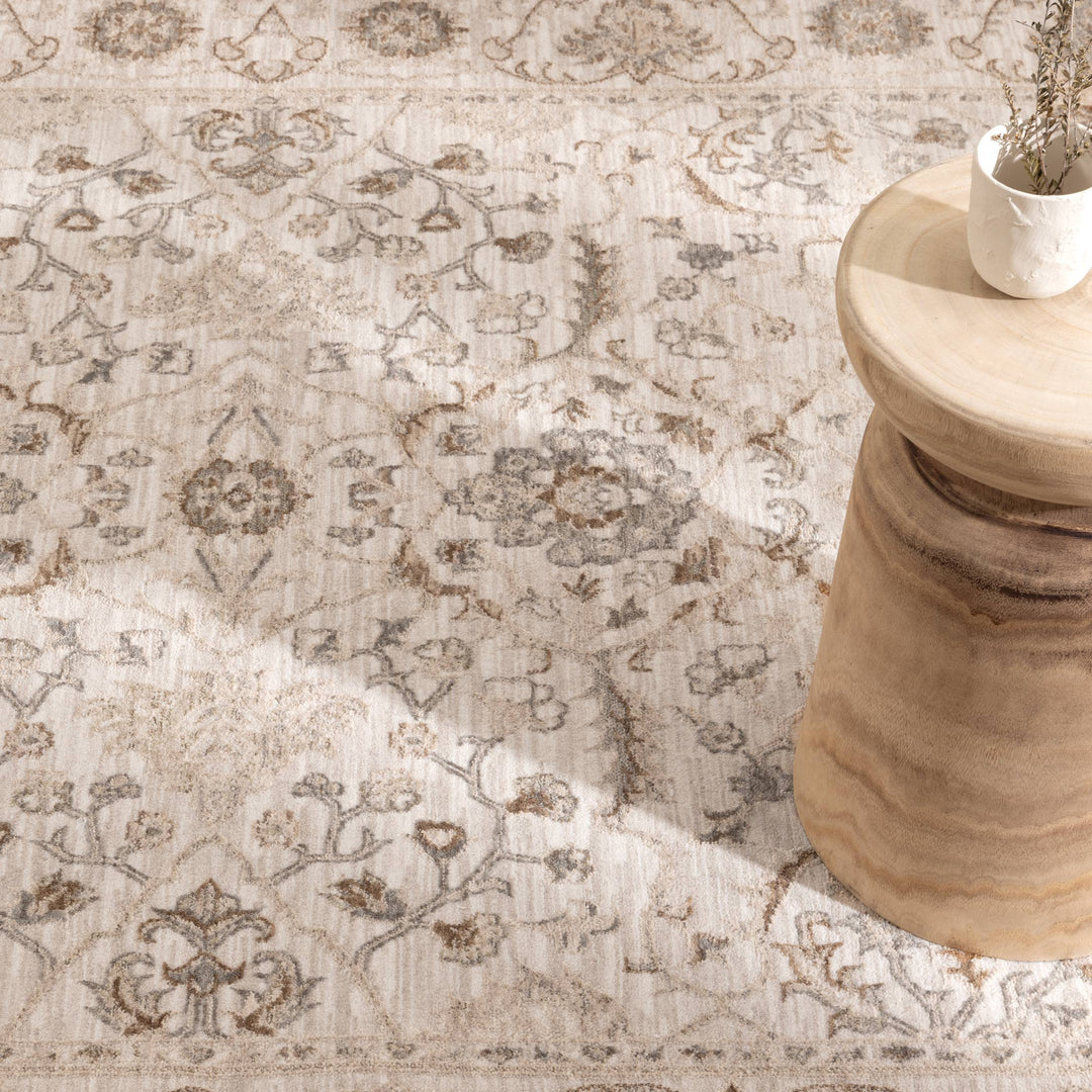 D104- Delphine Ivory Multi Vines Vintage Rug- New Arrival