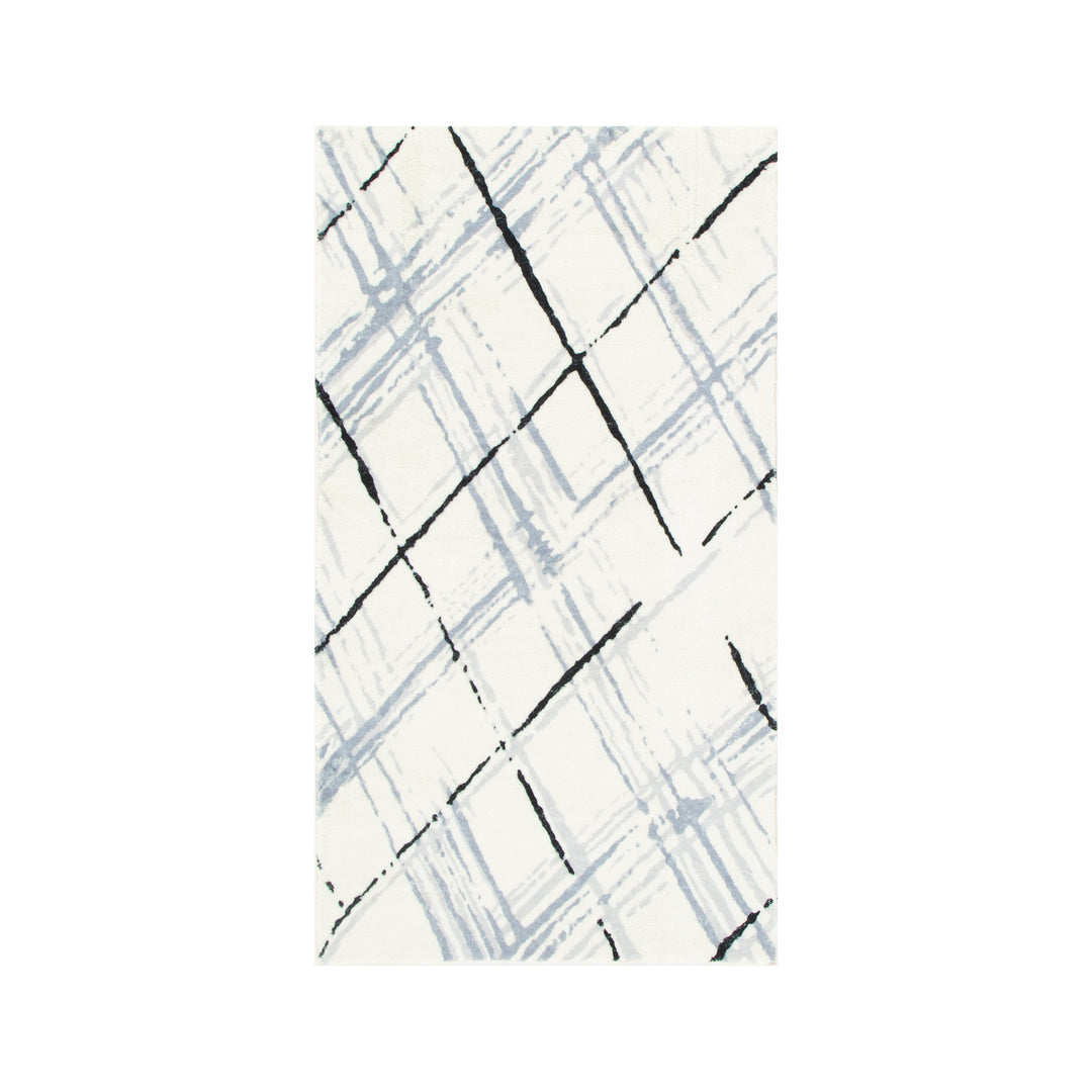 Cloud Geo Cream Blue Washable Rug - FAIR04