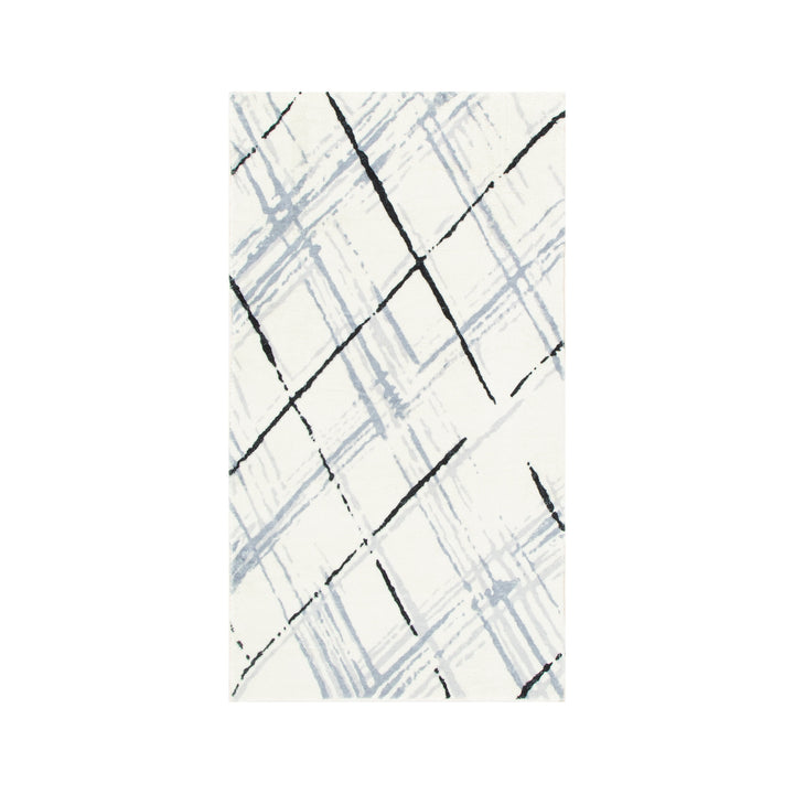 Cloud Geo Cream Blue Washable Rug - FAIR04