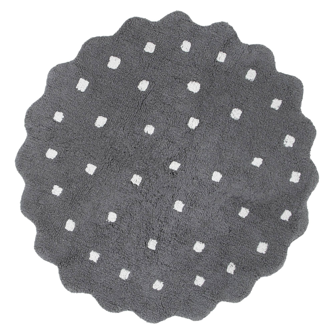 Mellow Round Scalloped Kids Rug Grey: New Arrival