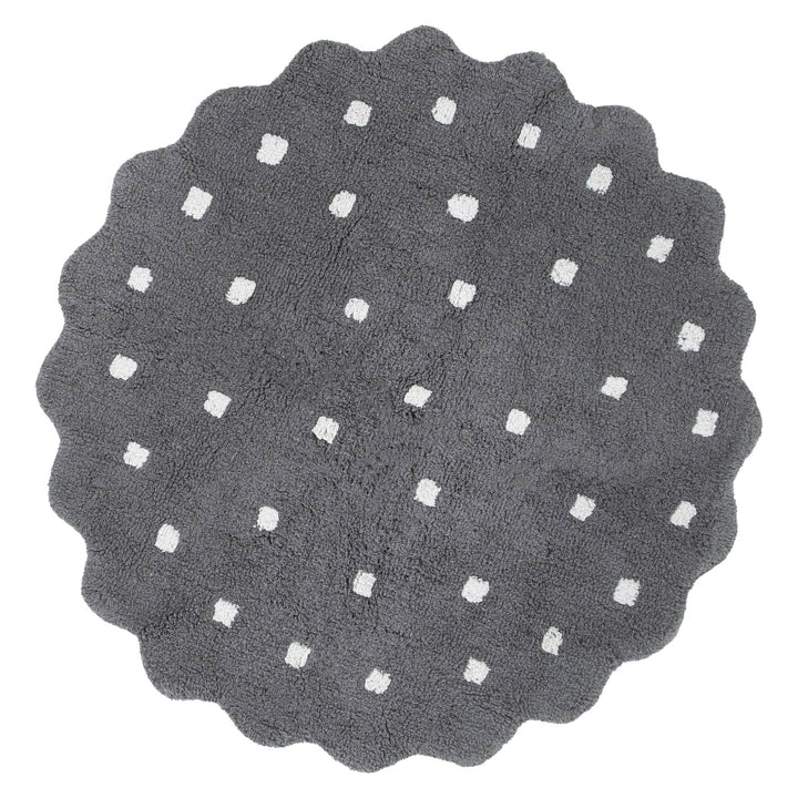 Mellow Round Scalloped Kids Rug Grey: New Arrival