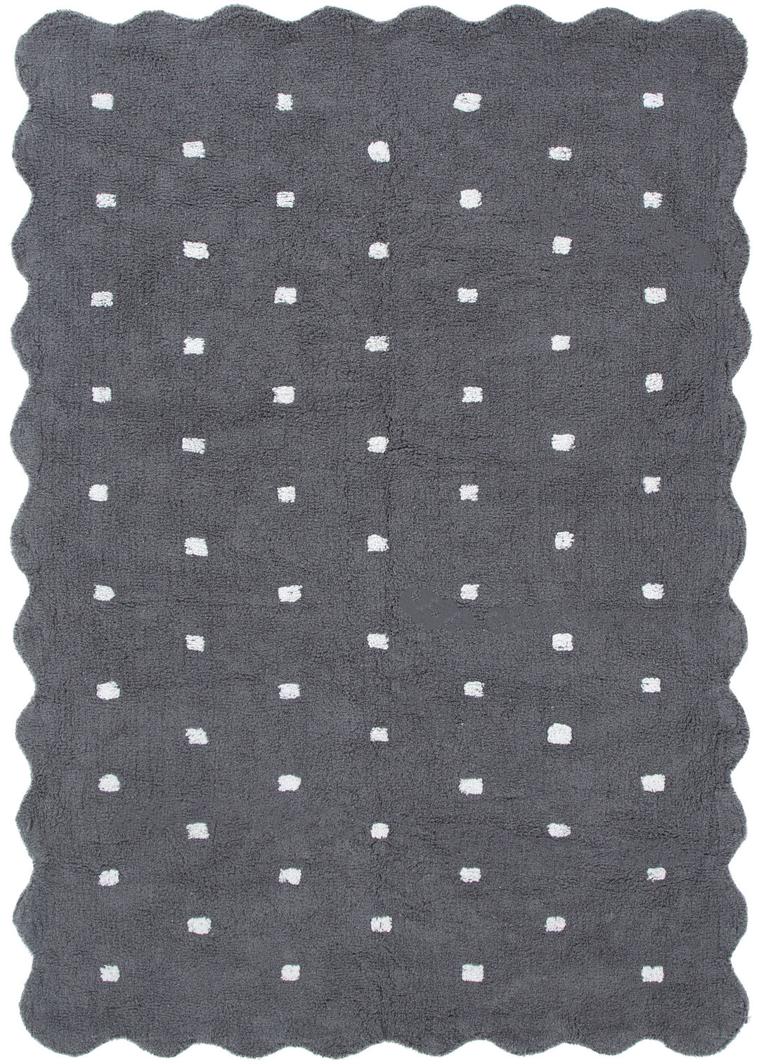 Mellow Rectangle Scalloped Kids Rug Grey: New Arrival