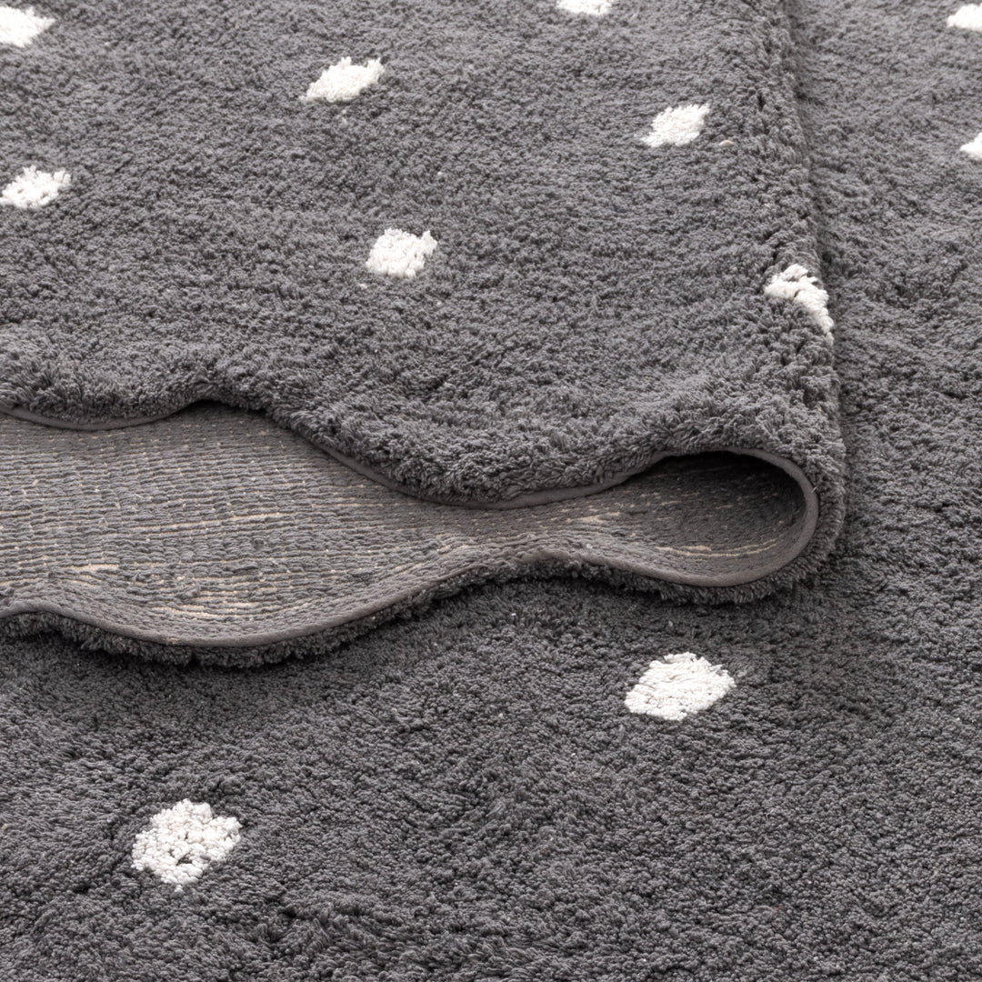 Mellow Round Scalloped Kids Rug Grey: New Arrival