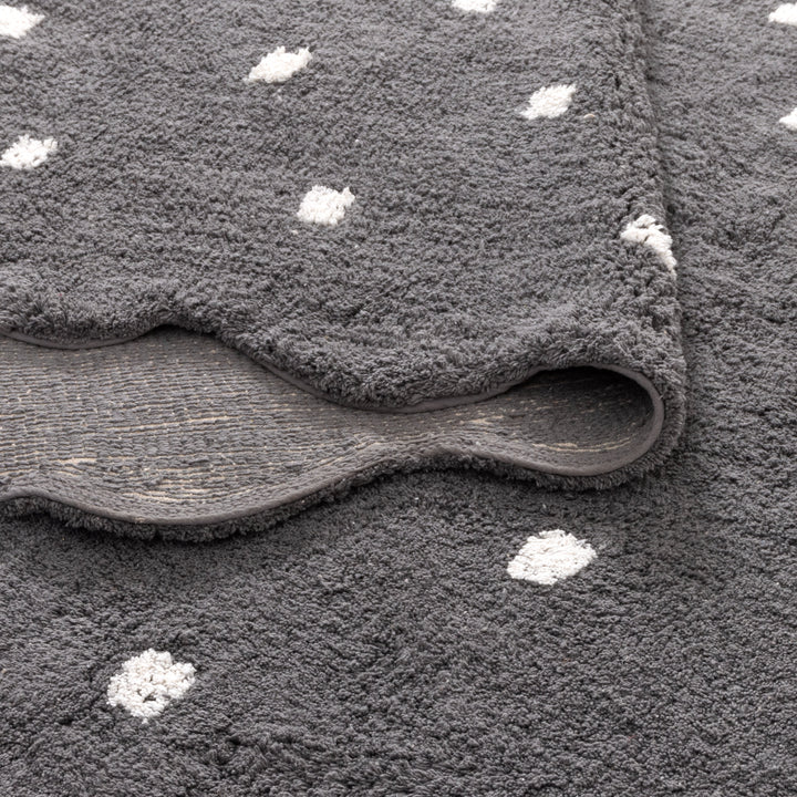 Mellow Round Scalloped Kids Rug Grey: New Arrival
