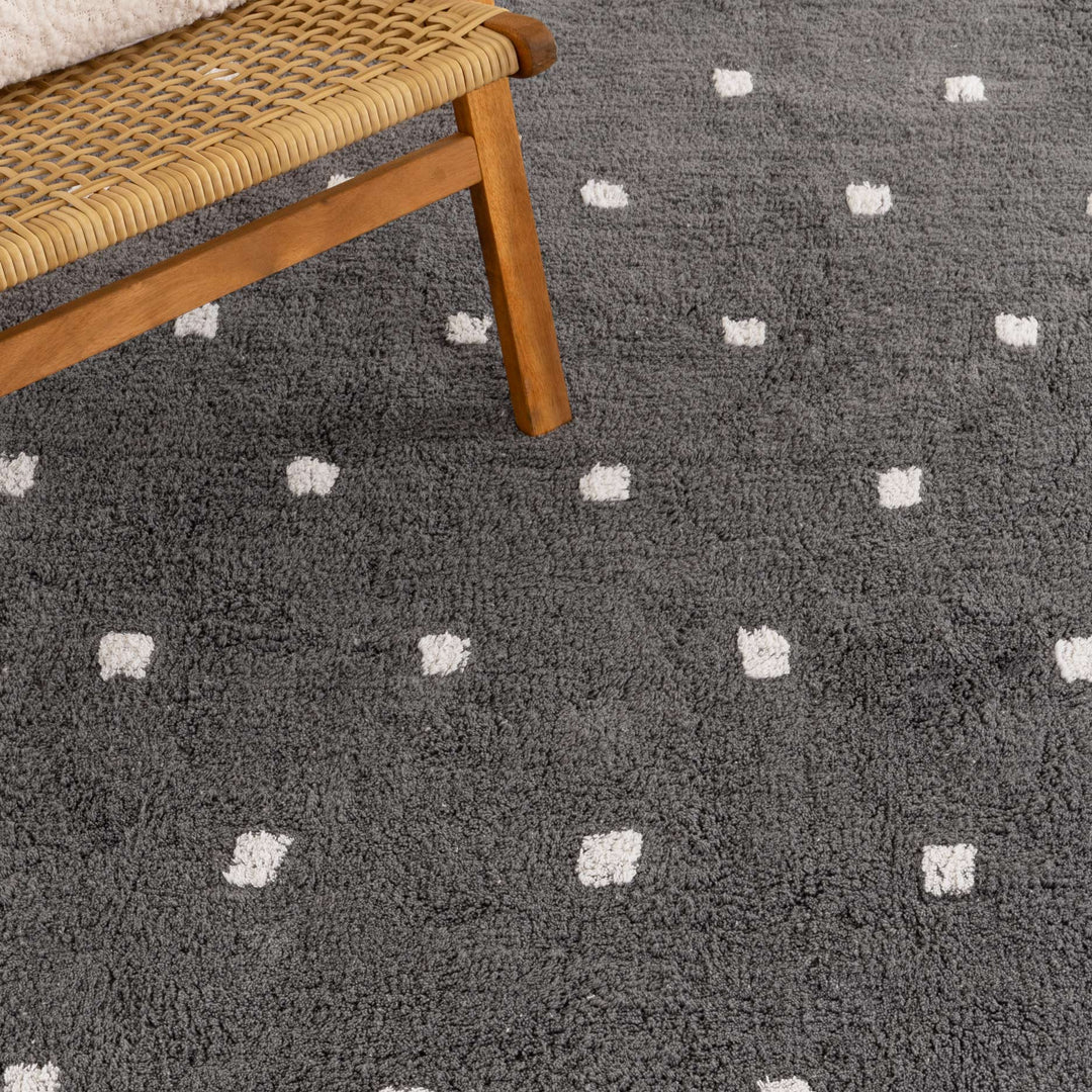 Mellow Round Scalloped Kids Rug Grey: New Arrival