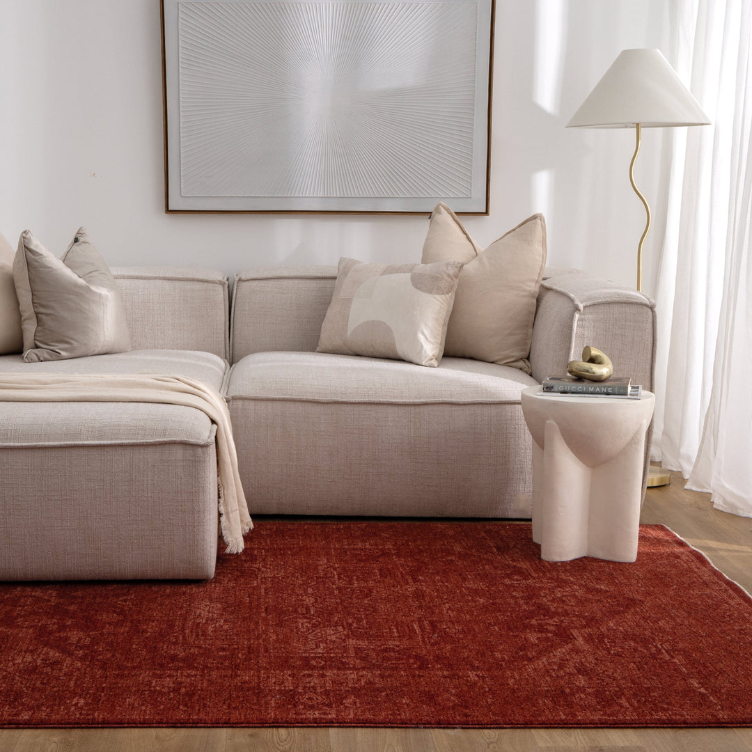 Heritage Distressed Medallion Rust Rug - H101: New Arrival