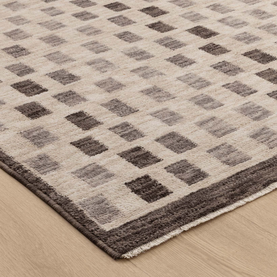 Horizon Ivory Grey Checkered Rug H102 - New Arrival