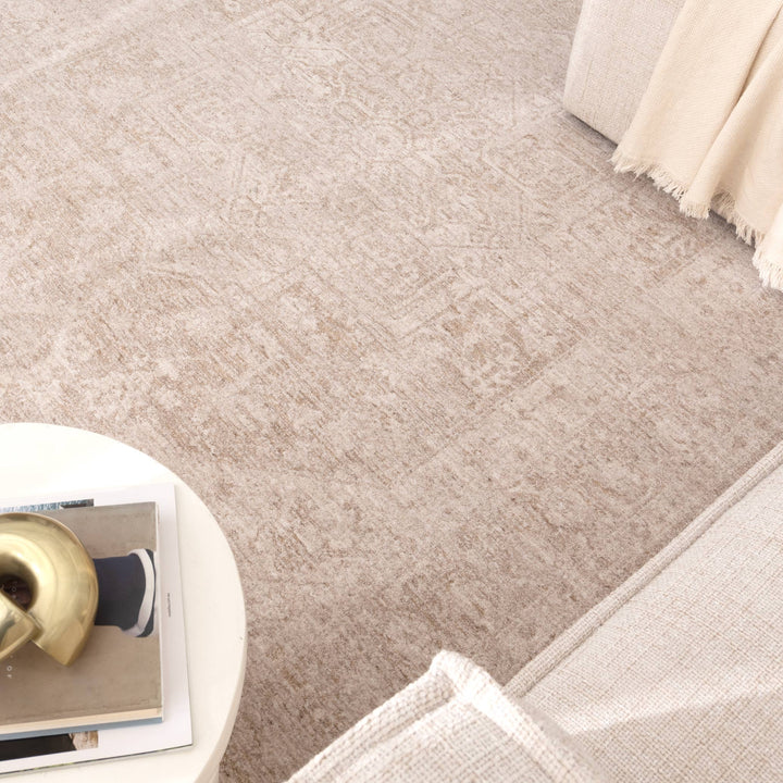 Heritage Distressed Medallion Beige Rug - H102: New Arrival