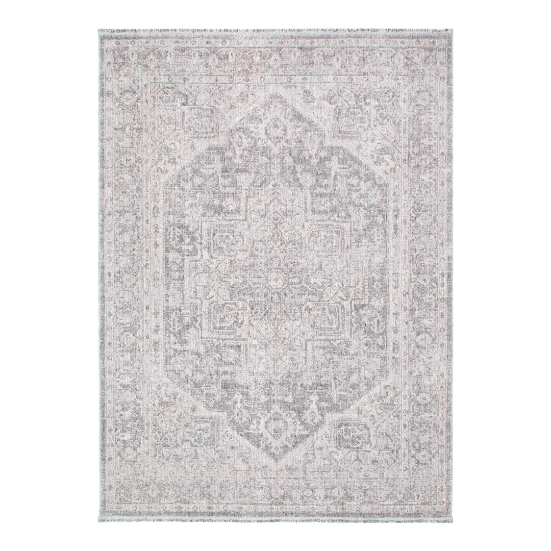 Heritage Distressed Medallion Grey Rug - H103:  (Different Tassel)