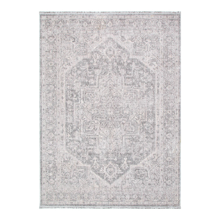 Heritage Distressed Medallion Grey Rug - H103:  (Different Tassel)
