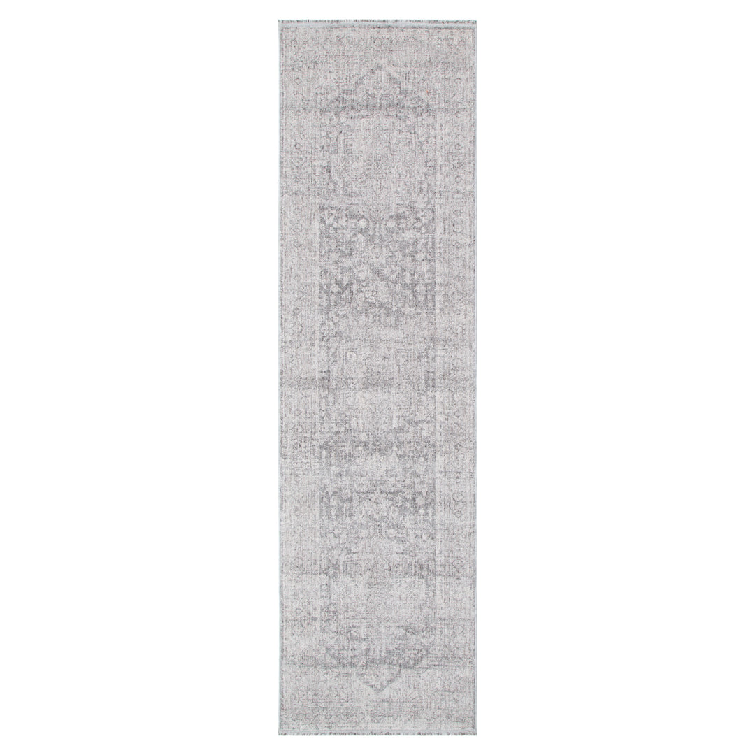 Heritage Distressed Medallion Grey Runner- H103:  (Different Tassel)