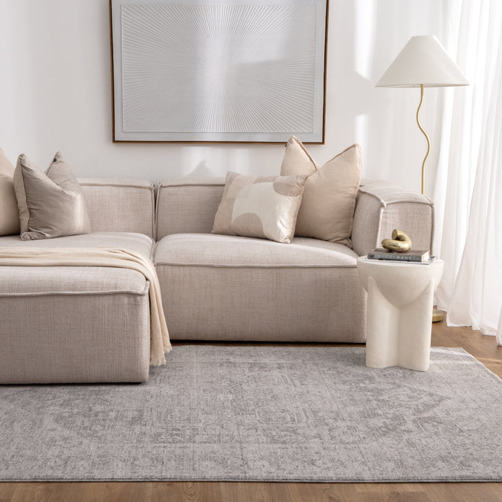 Heritage Distressed Medallion Grey Rug - H103: New Arrival