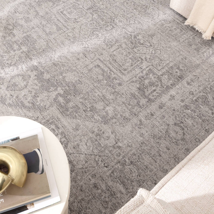 Heritage Distressed Medallion Grey Rug - H103: New Arrival