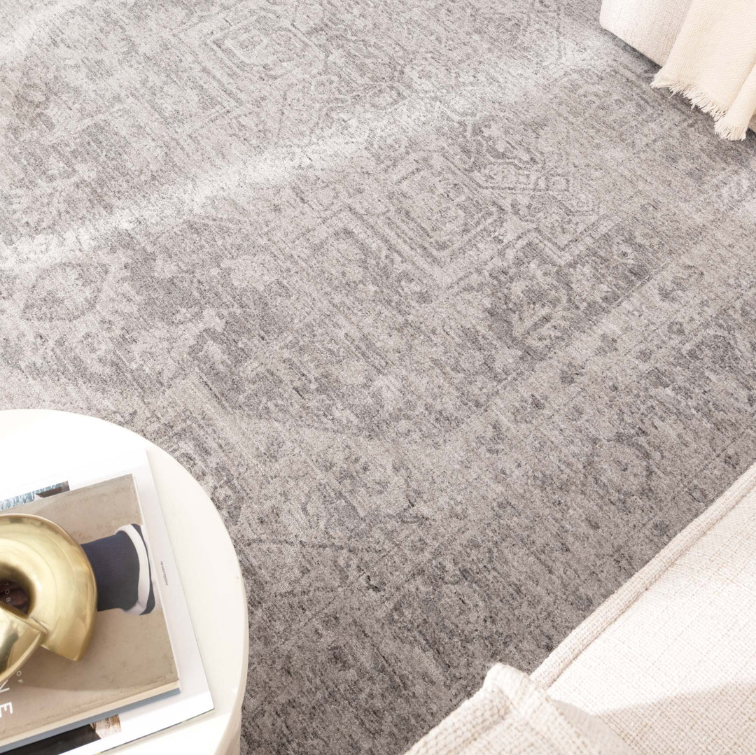 Heritage Distressed Medallion Grey Rug - H103:  (Different Tassel)