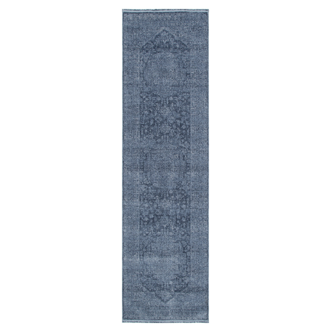 Heritage Distressed Medallion Blue Runner - H104: (Different Tassel)