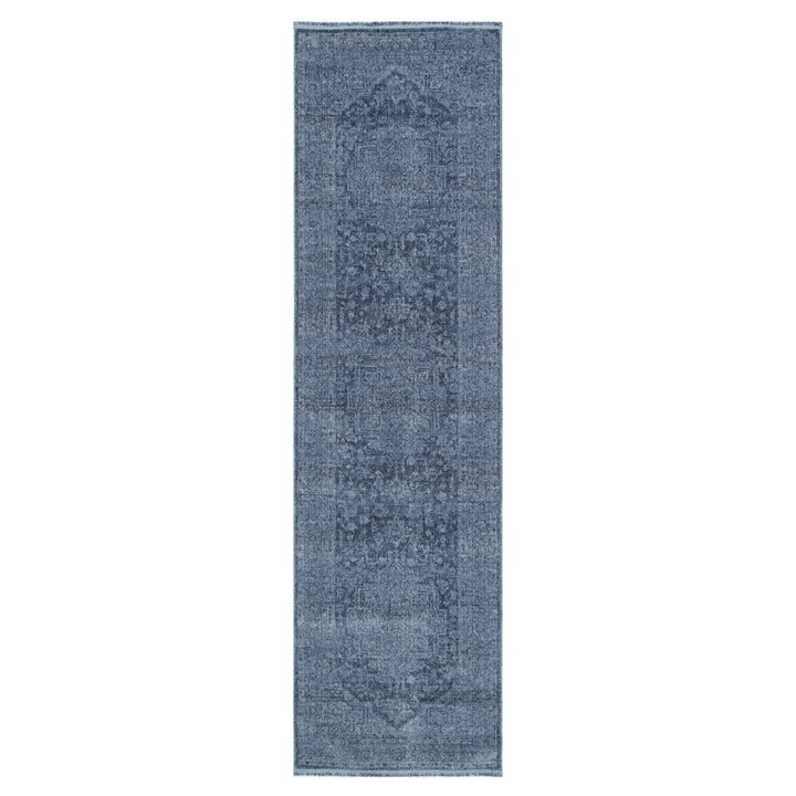 Heritage Distressed Medallion Blue Runner - H104: (Different Tassel)