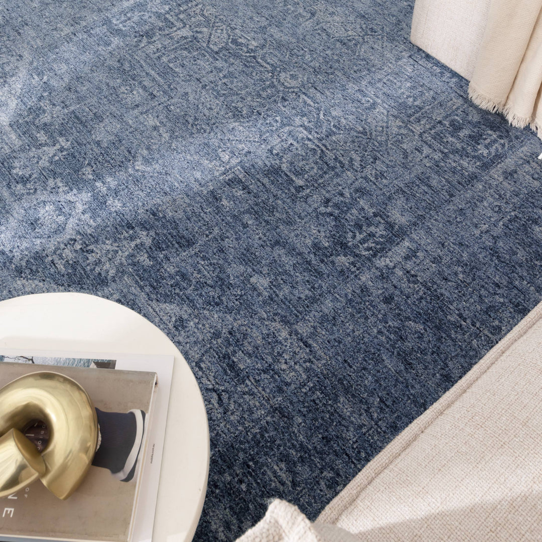 Heritage Distressed Medallion Blue Rug - H104: New Arrival