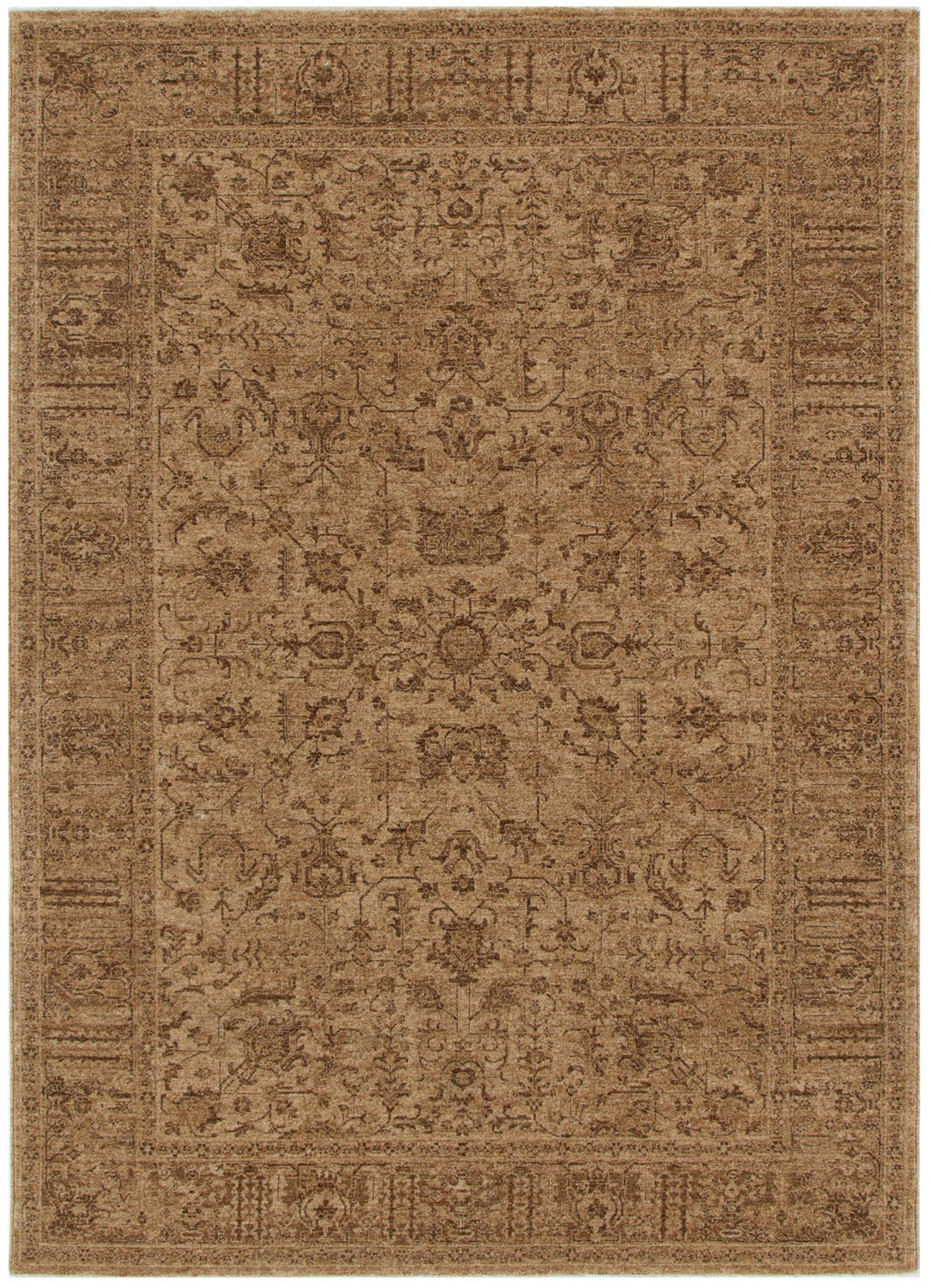 Heritage Distressed Border Mustard Rug - H105: New Arrival