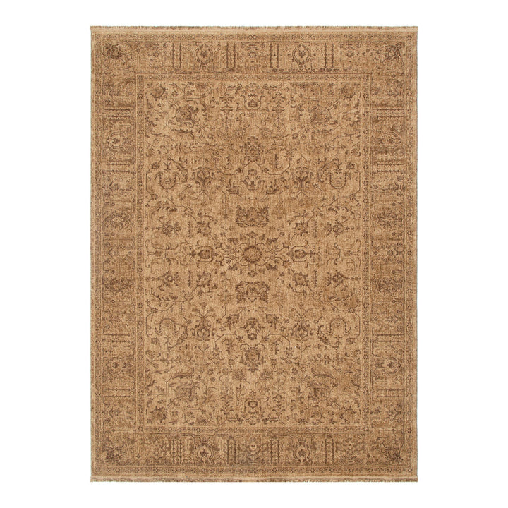 Heritage Distressed Border Mustard Rug - H105: (Different Tassel)