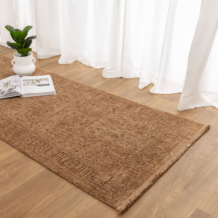 Heritage Distressed Border Mustard Runner- H105: (Different Tassel)