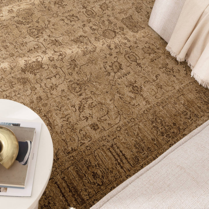 Heritage Distressed Border Mustard Rug - H105: New Arrival