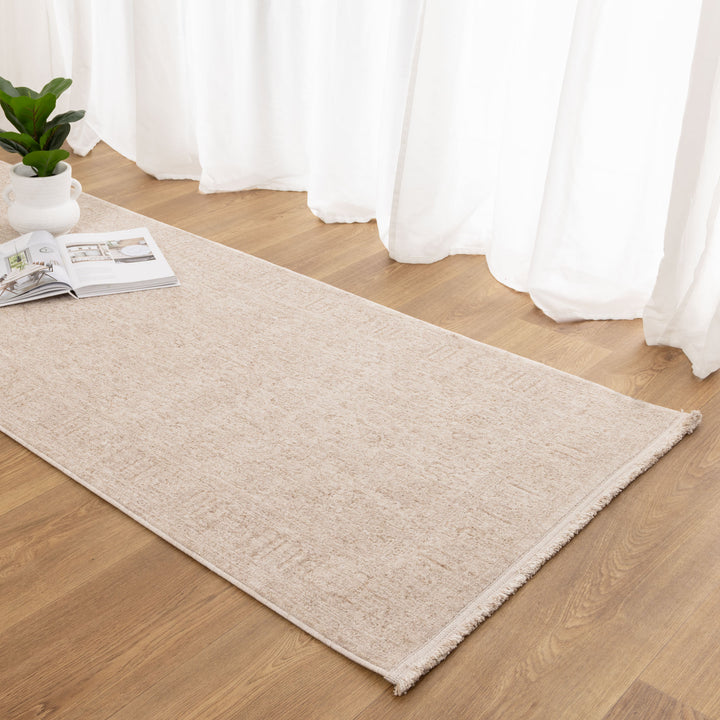 Heritage Distressed Border Beige Runner- H106: (Different Tassel)