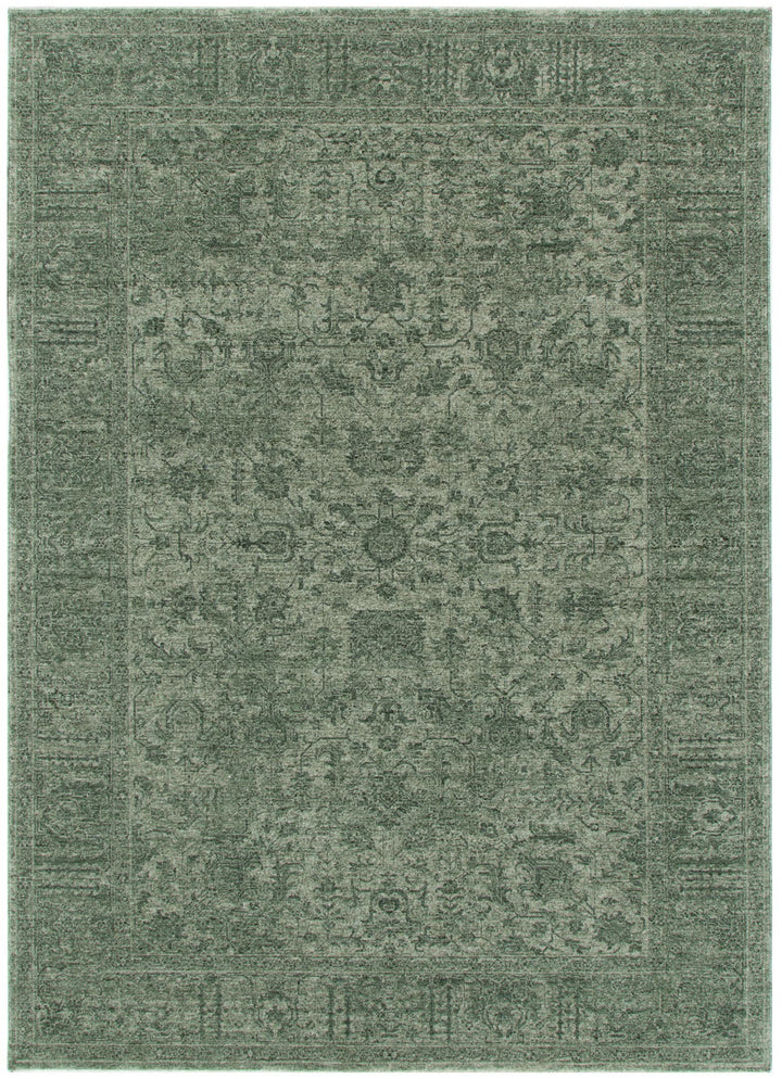 Heritage Distressed Border Green Rug - H107: New Arrival
