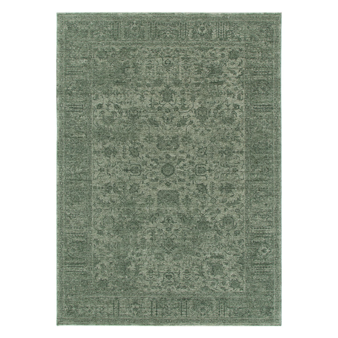 Heritage Distressed Border Green Rug - H107