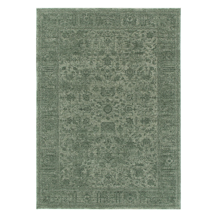 Heritage Distressed Border Green Rug - H107