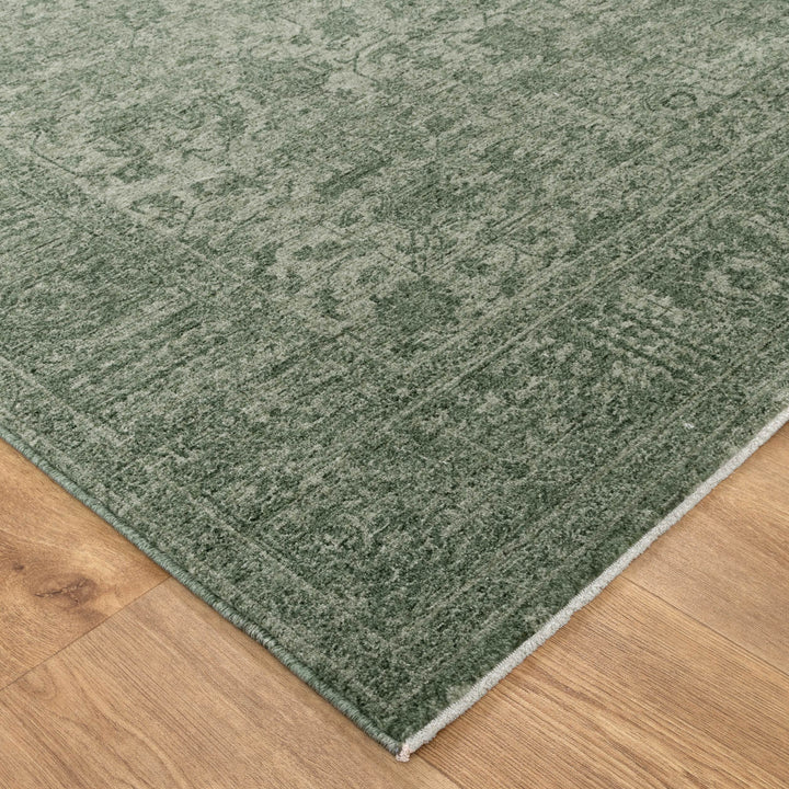 Heritage Distressed Border Green Rug - H107: New Arrival