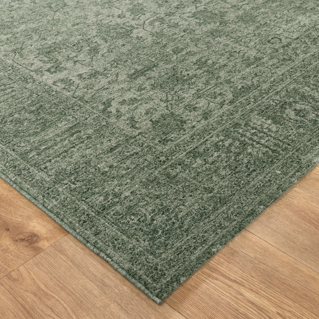 Heritage Distressed Border Green Rug - H107