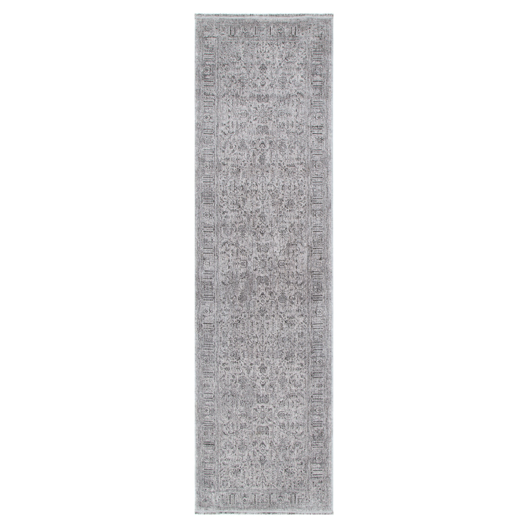 Heritage Distressed Border Grey Runner- H108: (Different Tassel)