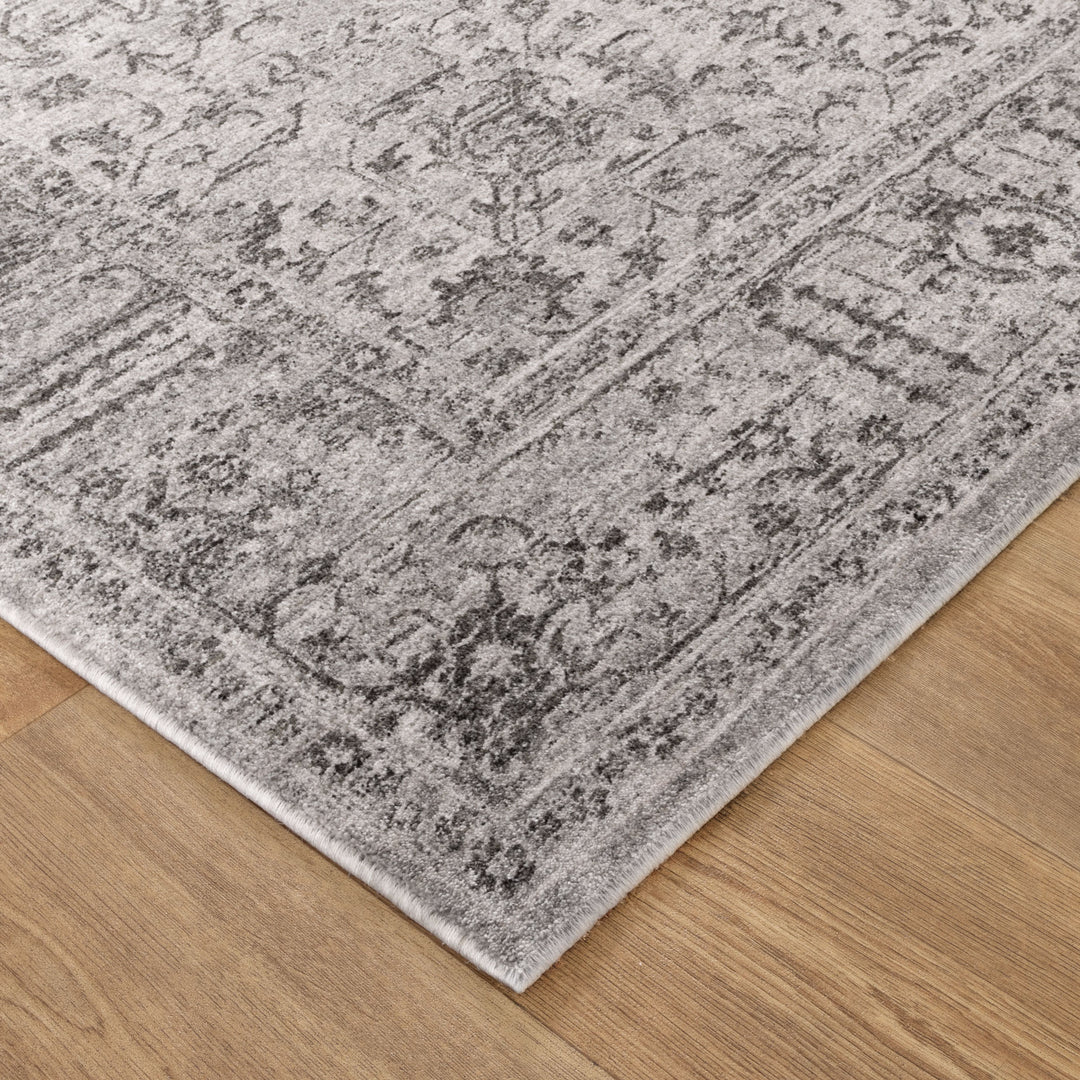 Heritage Distressed Border Grey Rug - H108