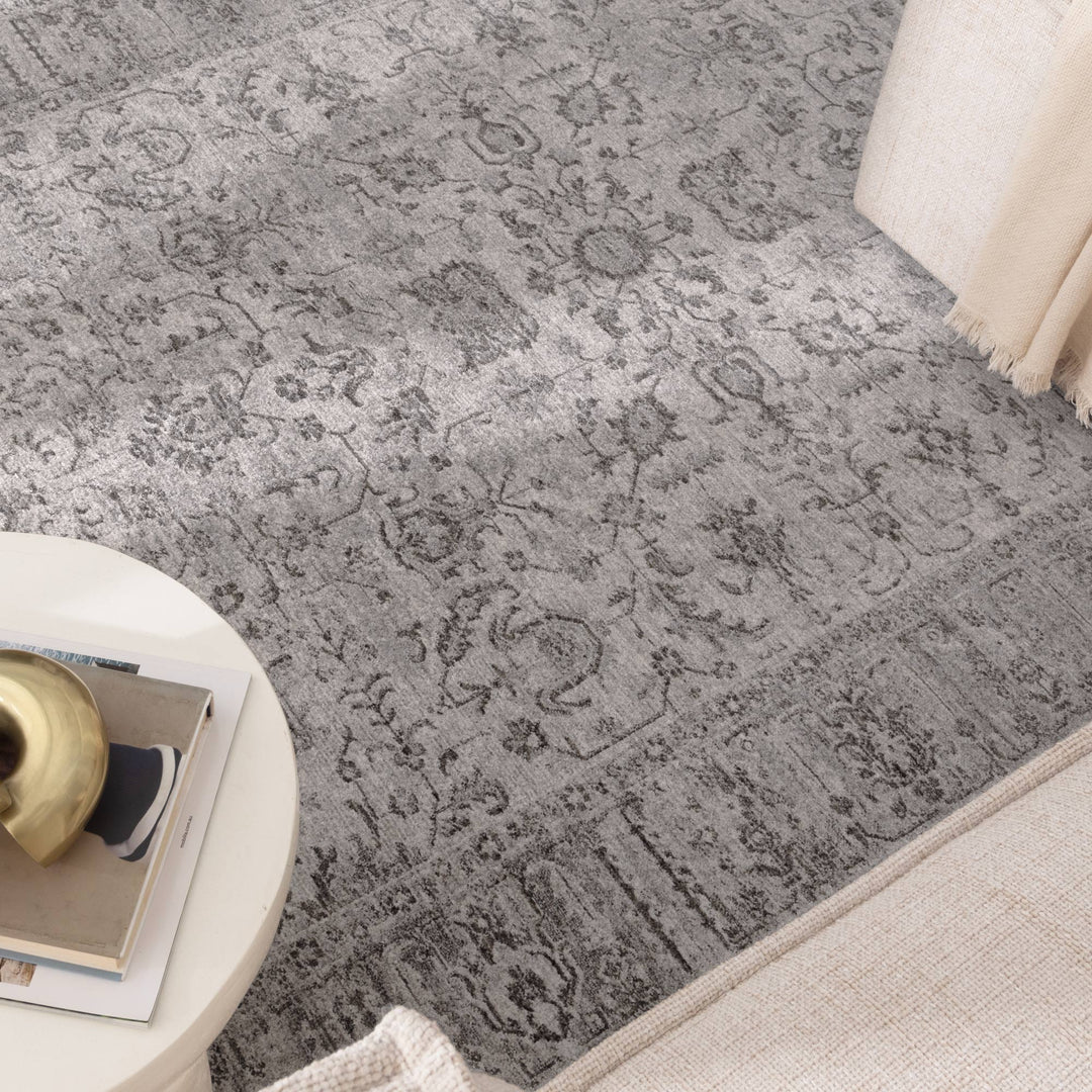 Heritage Distressed Border Grey Rug - H108: New Arrival