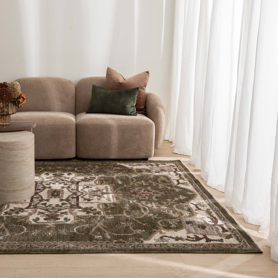 Horizon Olive Green Medallion Rug H116 - New Arrival