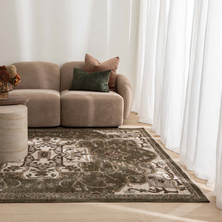 Horizon Olive Green Medallion Rug H116 - New Arrival