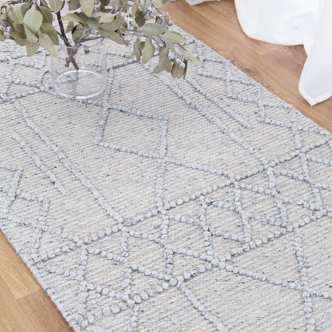 Himalaya Diamond Tribal Grey Wool Rug - 200 GREY