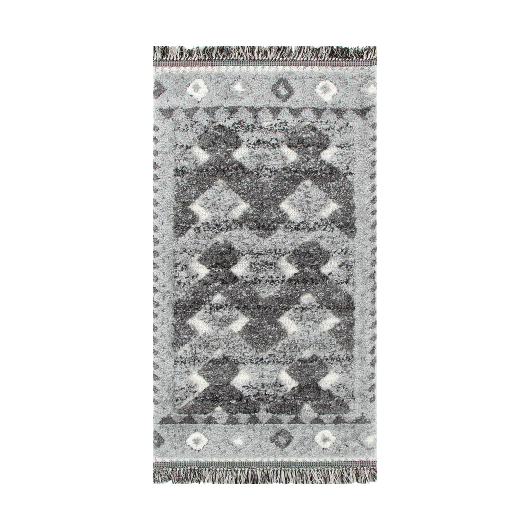 Kaza Tribal Carved Lines Cream Anthracite Rug - 9027B CREA