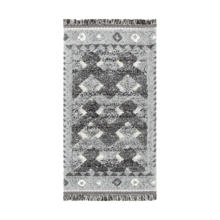 Kaza Tribal Carved Lines Cream Anthracite Rug - 9027B CREA