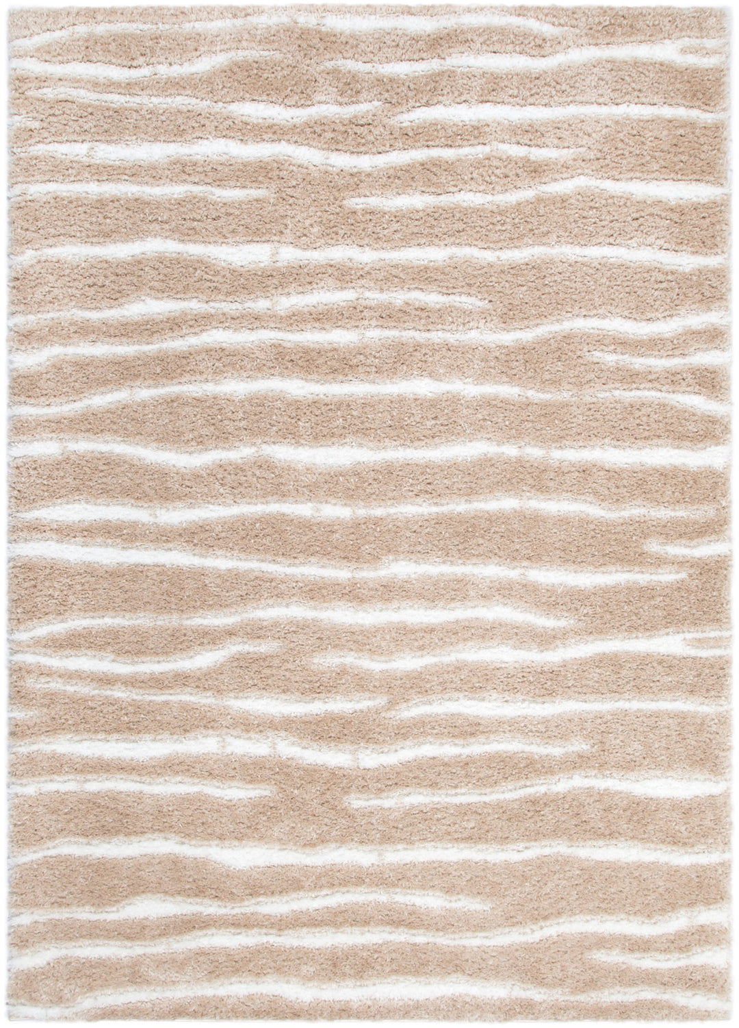 Madrid Stripes Beige Shaggy Rug - MADRID01