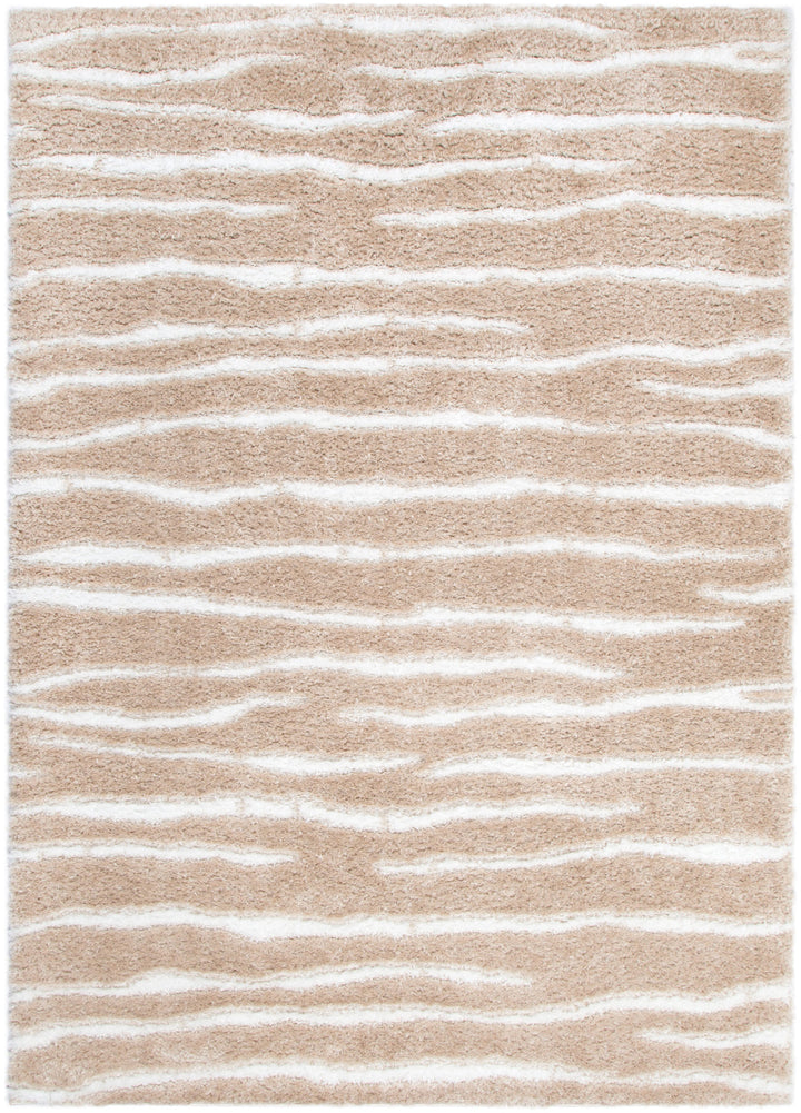 Madrid Stripes Beige Shaggy Rug - MADRID01